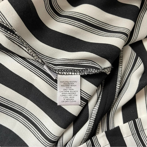 LOFT White & Black Striped Bell Sleeve Blouse Large Women’s - Picture 10 of 11